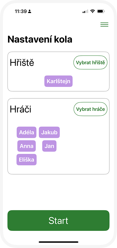 Under Par vlastní nastavení
