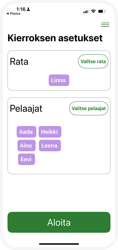 Under Par mukautettu asetus